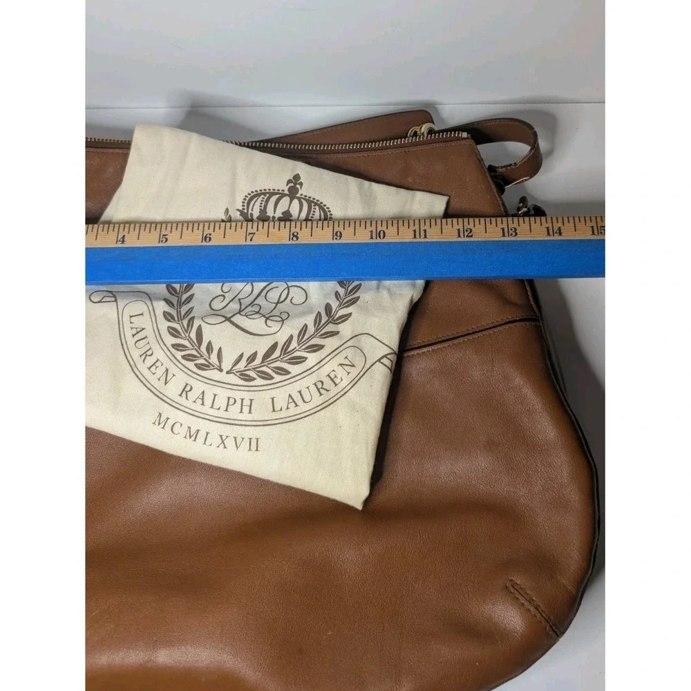 Lauren Ralph Lauren RLL Cognac Leather Hobo Shoulder Bag Gold Hardware Dust‎ Bag